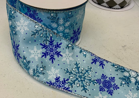 Wired Snowflake Ribbon- 2.5”x10 Yards