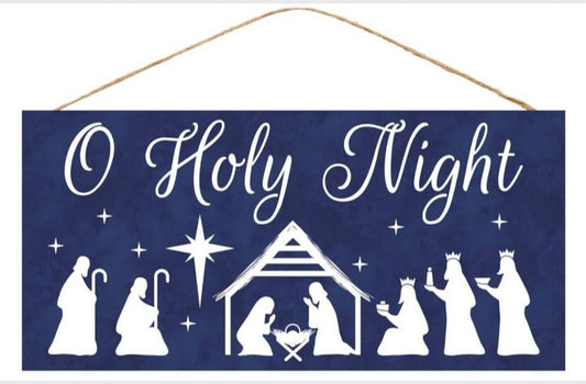 12.5”x6” O Holy Night Wreath Sign