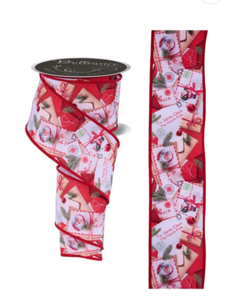 Wired Christmas Letter to Santa Ribbon- 2.5”x10 Yards