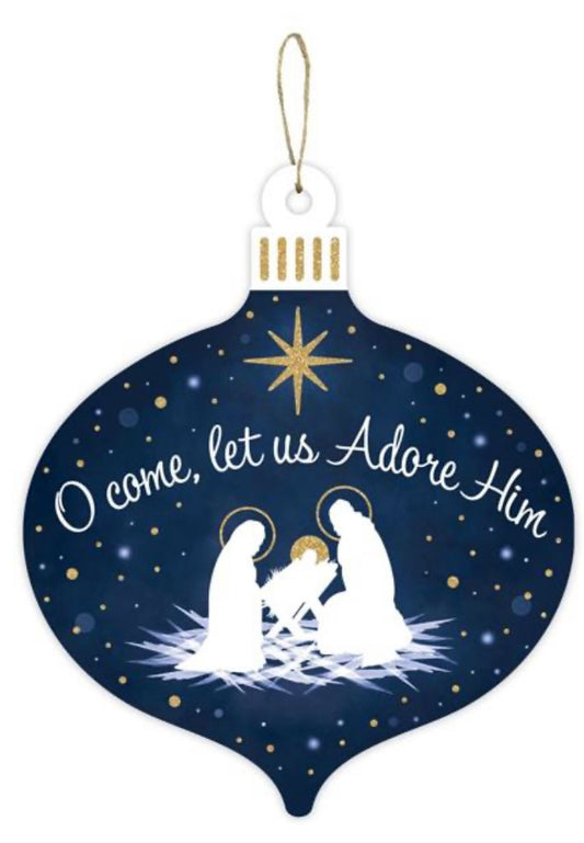 12”x10” O Come Let Us Adore Him Ornament Wreath Sign