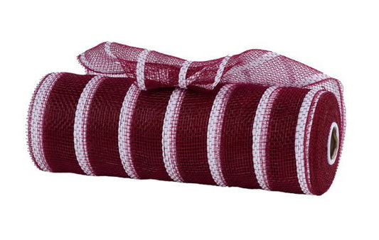Burgundy with White Vertical Stripe Mesh- 10”x10 Yards