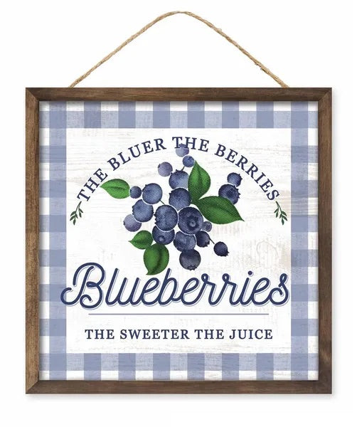 10” Square Blueberry Wreath Sign