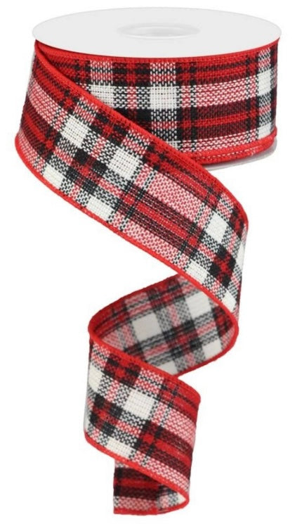 Wired Knit Christmas Plaid Ribbon- 1.5”x10 Yards