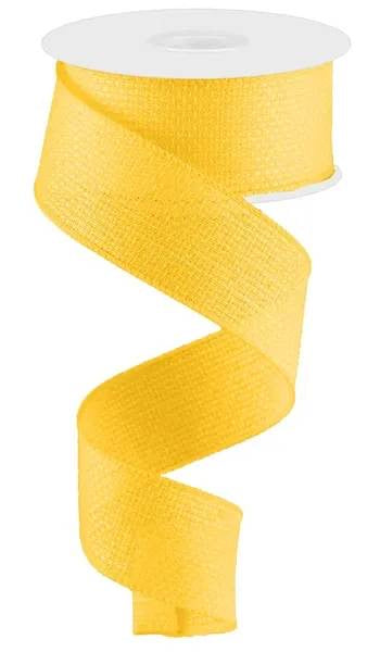 Wired Yellow Cross Royal Burlap Ribbon- 1.5”x10 Yards