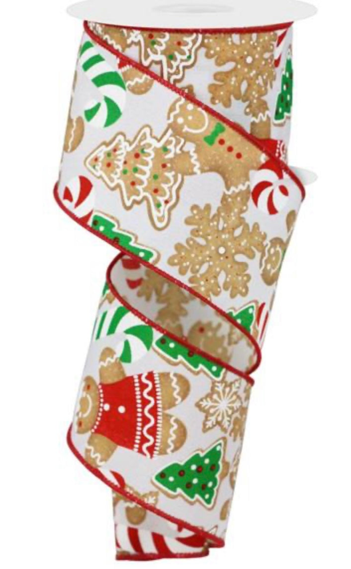 10 Yards - 2.5" Wired Gingerbread Cookie Ribbon