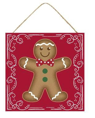 12” Square Gingerbread Boy Wreath Sign