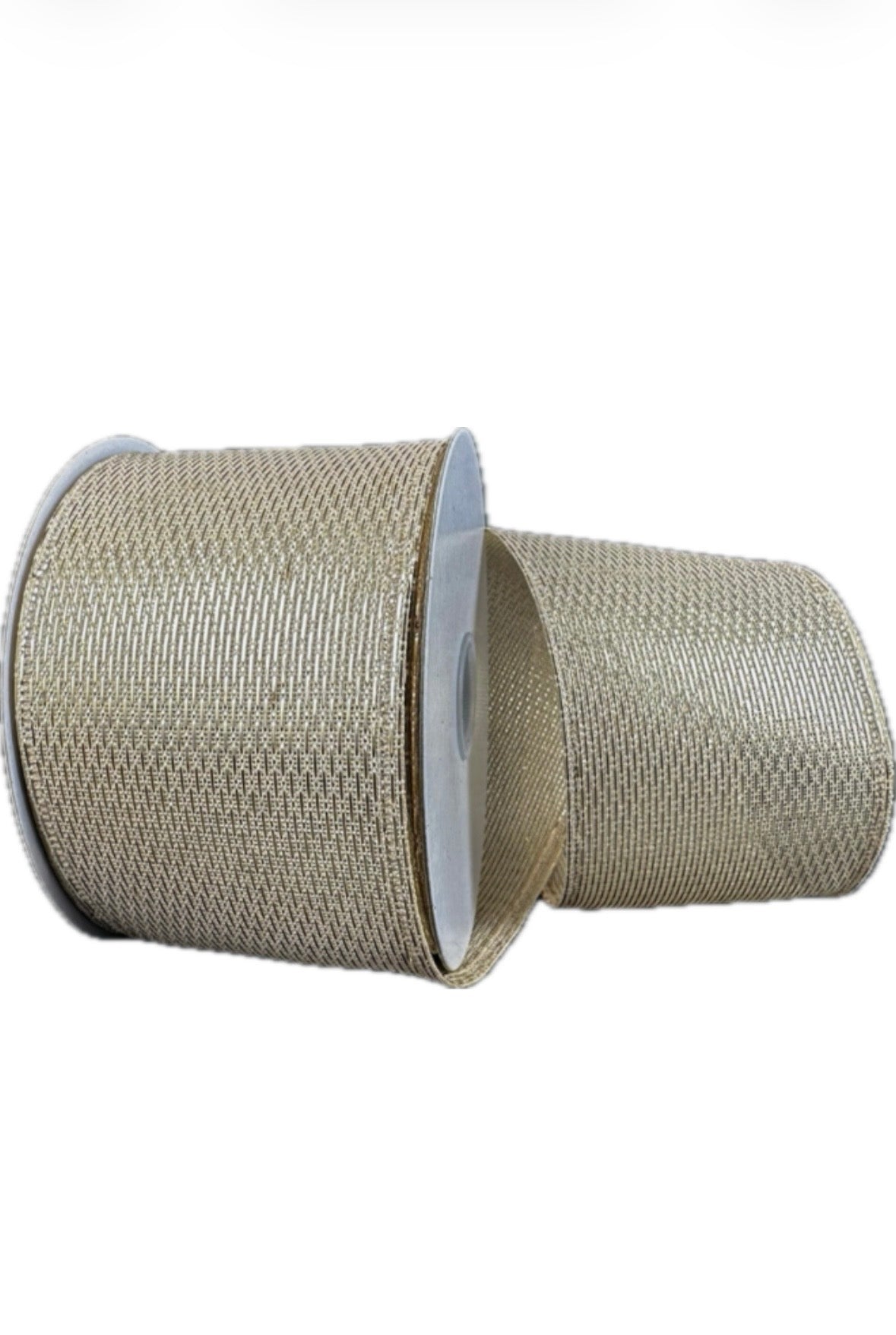 Wired Light Gold Stairstep Woven Metallic Ribbon-2.5”x10 Yards
