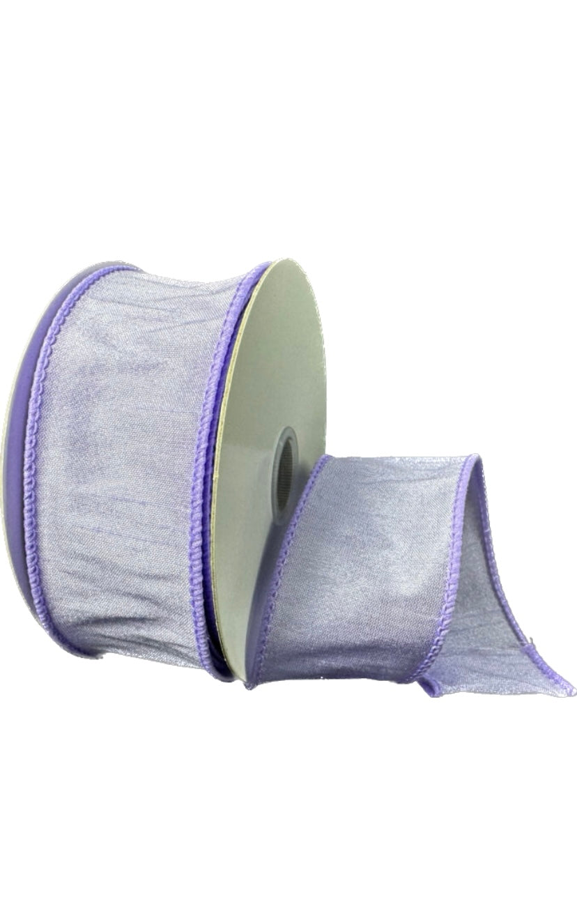 10 Yards - 1.5” Wired Lavender Faux Dupioni Ribbon