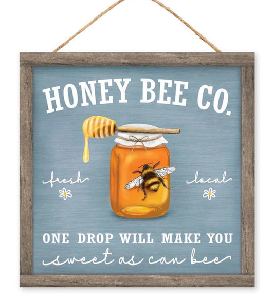 10” Square Honey Bee Co. Wreath Sign