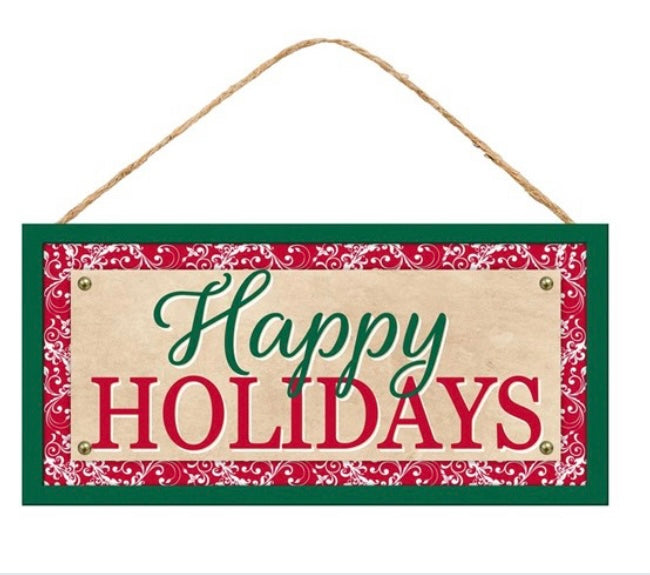 12.5”x6” Happy Holidays Wreath Sign