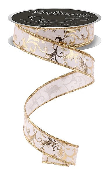 Wired Foil Swirl Ribbon- 7/8”x10 Yards