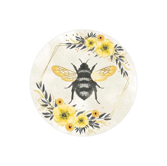 12 Inch Round Bee and Floral Sign