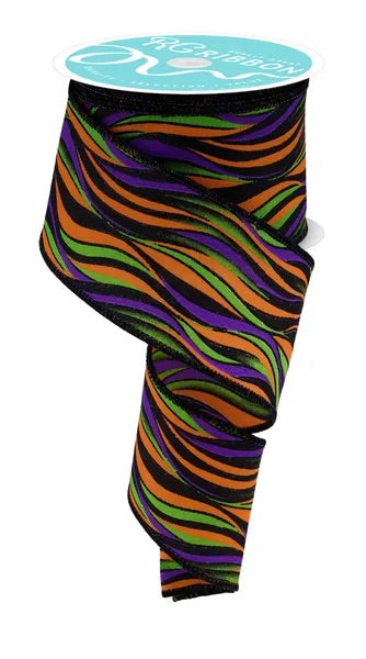 Wired Halloween Wavy Lines Ribbon- 2.5”x10 Yards