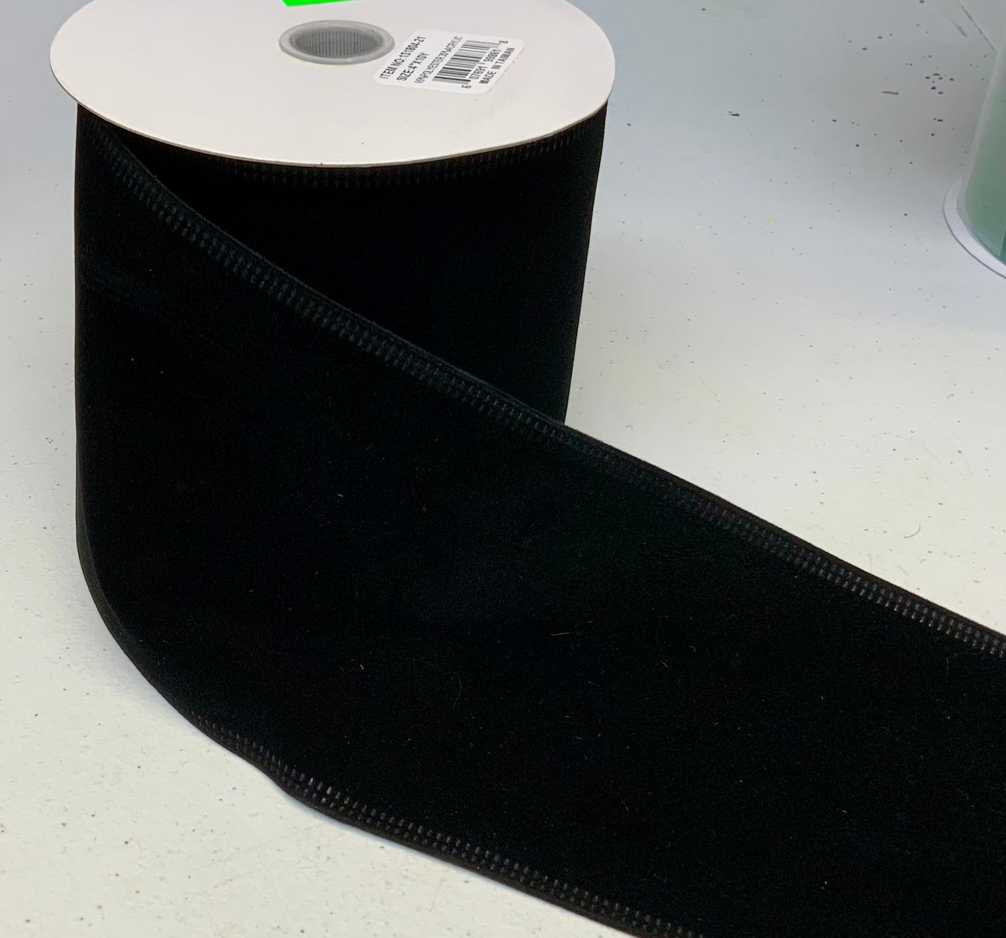 Wired Black Velvet Ribbon-4”x10 Yards