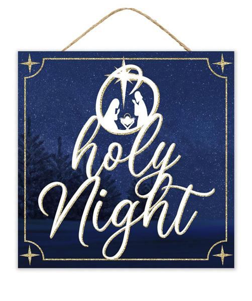O Holy Night Christmas Wreath Sign- 10” Square