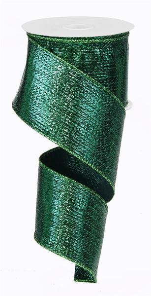 10 Yard - 2.5” Wired Emerald Green Metallic Ribbon