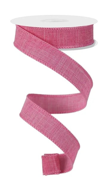 Wired Pink Royal Burlap Linen Ribbon-7/8”x10 Yards