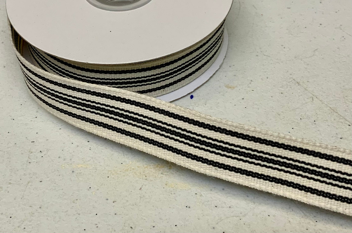 Wired Ivory Black Woven French Stripes Ribbon- 7/8”x10 Yards