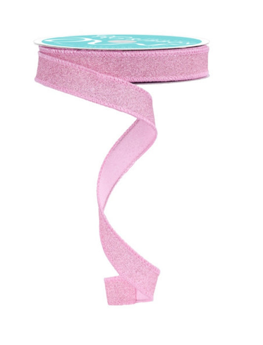 10 Yards - 5/8” Wired Pink Glitter Ribbon