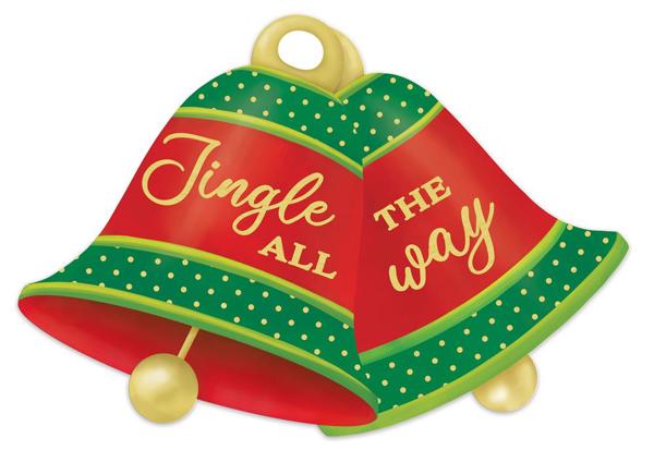 12”L x 8.3”H Metal Jingle All the Way Bell Wreath Sign