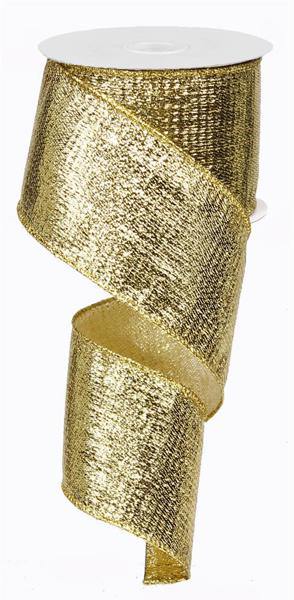 10 Yard - 2.5” Wired Gold Metallic Ribbon