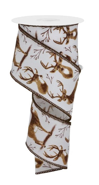 Wired Deer Head Ribbon- 2.5”x10 Yards