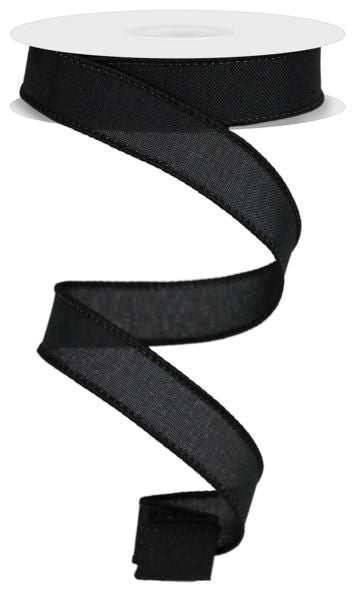 10 Yards - 7/8” Wired Black Linen Ribbon