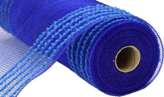 Royal Blue Drift Border Stripe Mesh- 10.5”x10 Yards