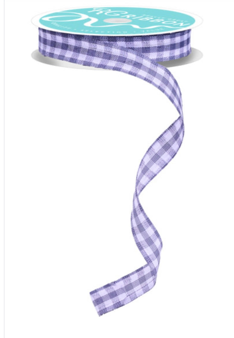 10 Yards - 5/8” Wired Gray and White Gingham Check Accent Ribbon