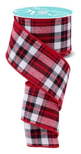 Wired Knit Christmas Plaid Ribbon- 2.5”x10 Yards