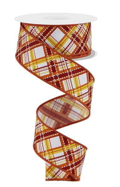 Wired Diagonal Dash Plaid Ribbon- 1.5”x10 Yards