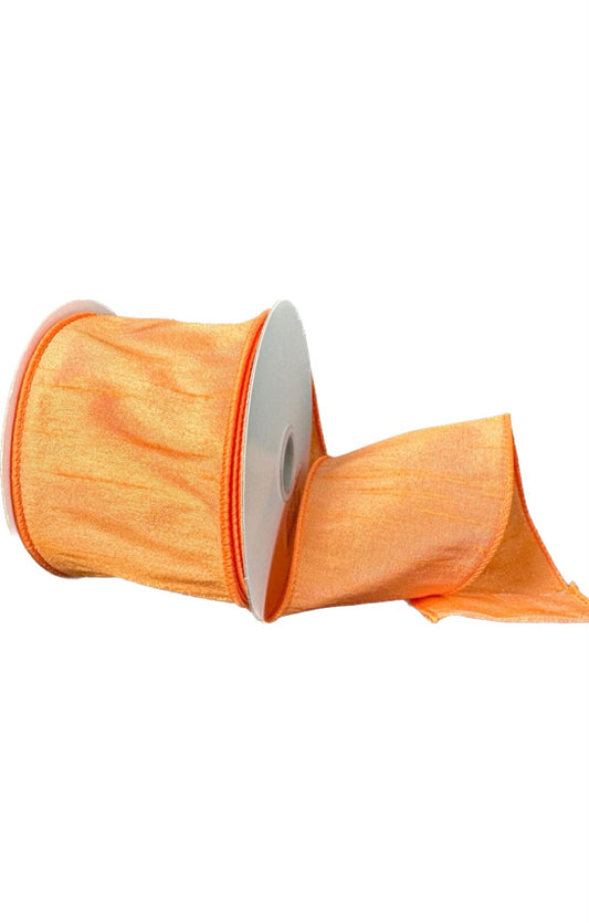 10 Yards - 2.5” Wired Peach Faux Dupioni Ribbon