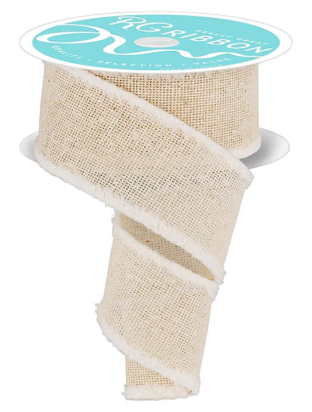 Wired Off White Faux Royal Burlap Drift Ribbon- 2.5”x10 Yards
