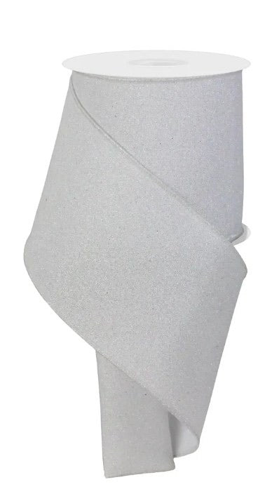 Wired White Glitter Ribbon-4”x10 Yards