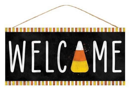 12.5"x6" Welcome Candy Corn Sign