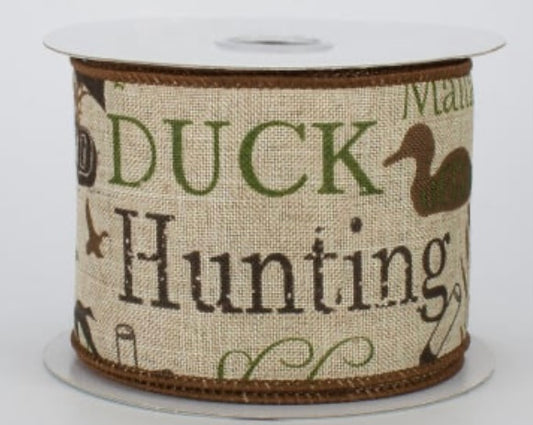 10 Yards - 2.5" Wired Duck Hunt in on Canvas Ribbon