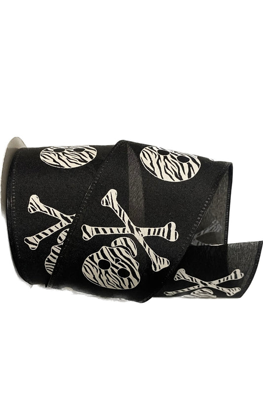 Wired Skulls and Bones Halloween Ribbon-2.5”x 10 Yards