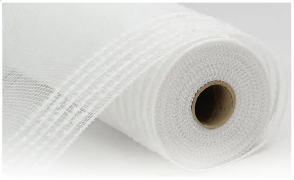 10.5 inch x 10 Yards White Drift Border Stripe Mesh