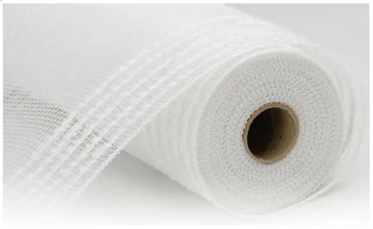 10.5 inch x 10 Yards White Drift Border Stripe Mesh