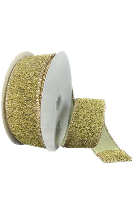 Wired Gold Fuzzy Metallic Ribbon- 1.5”x10 Yards