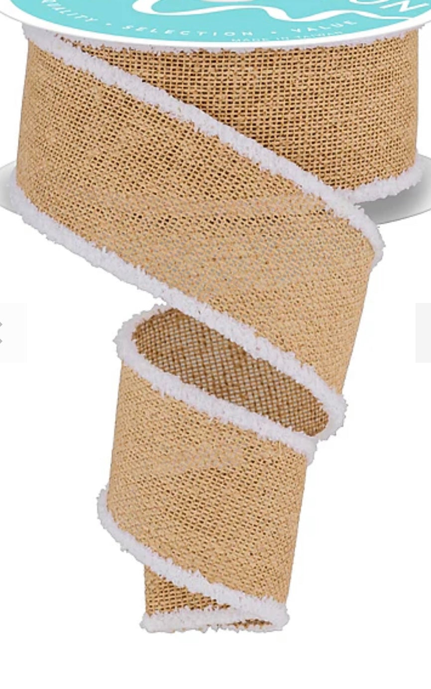 Wired Natural Faux Royal Burlap Drift Ribbon- 2.5”x10 Yards