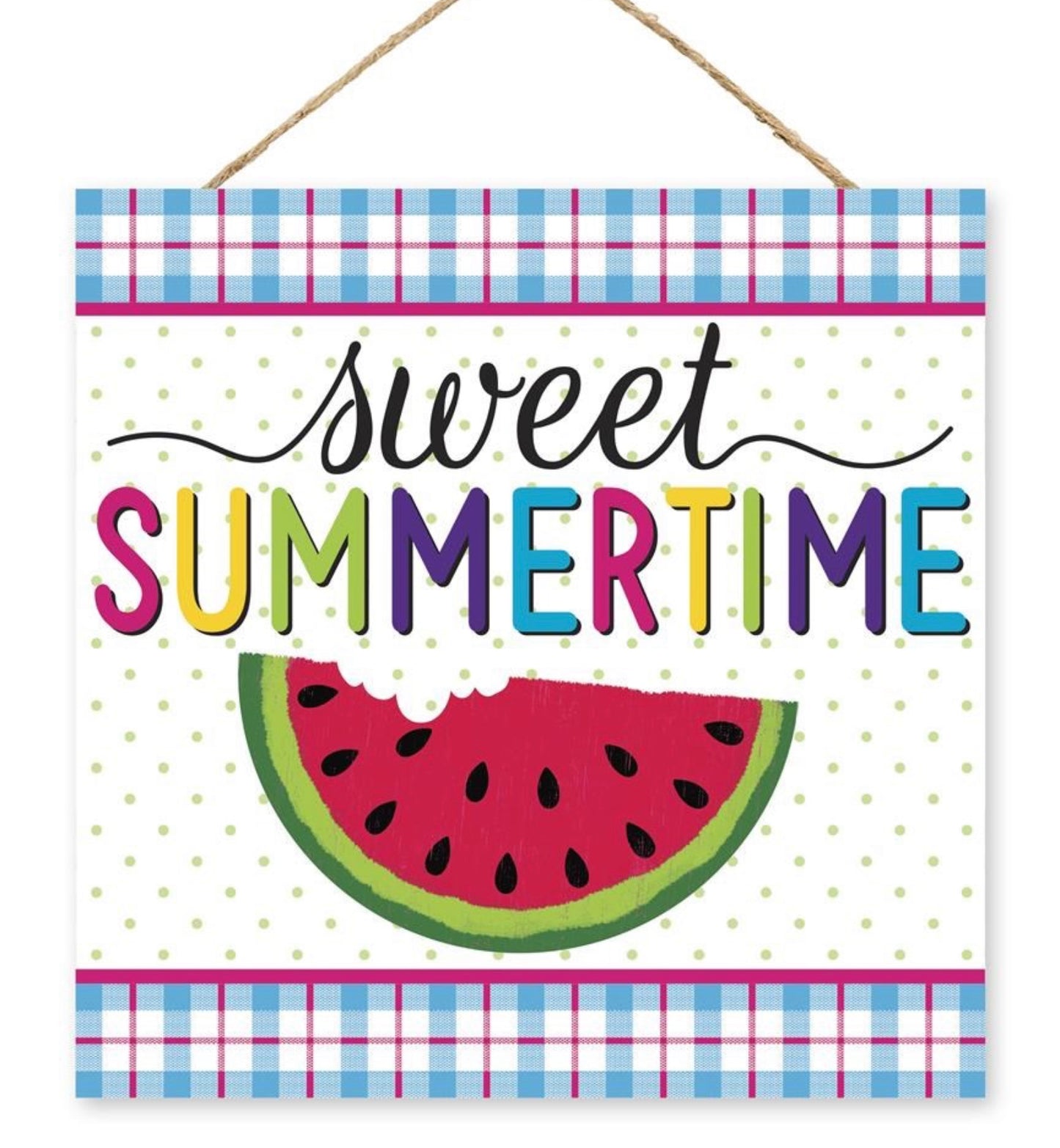 10” Square Sweet Summertime Watermelon Wreath Sign