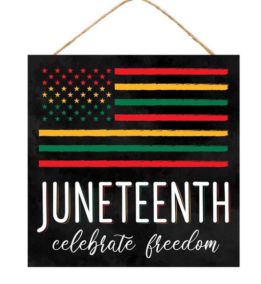 10” Square Juneteenth Celebration Wreath Sign