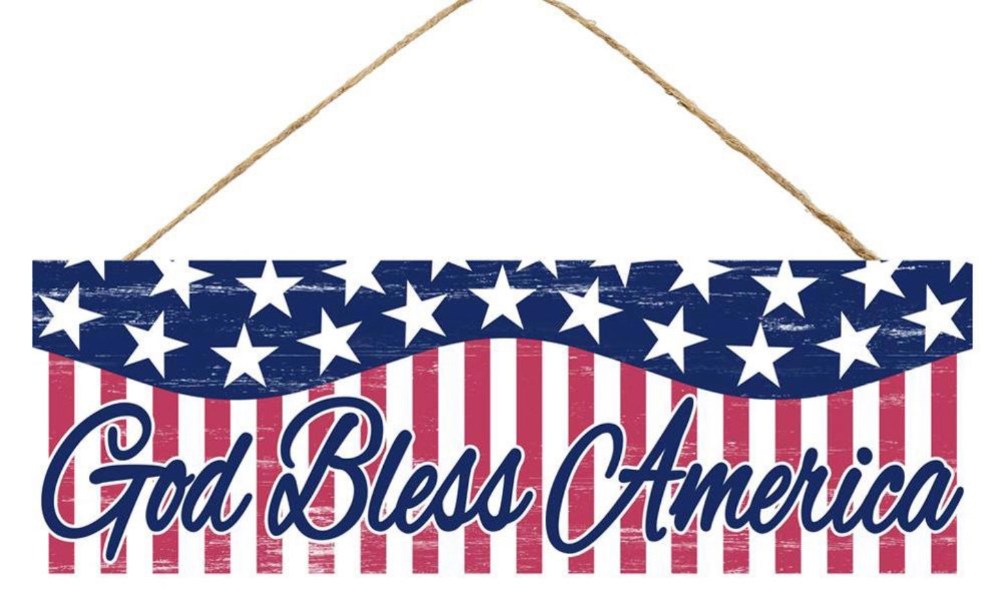 15”x5” God Bless America Patriotic Wreath Sign