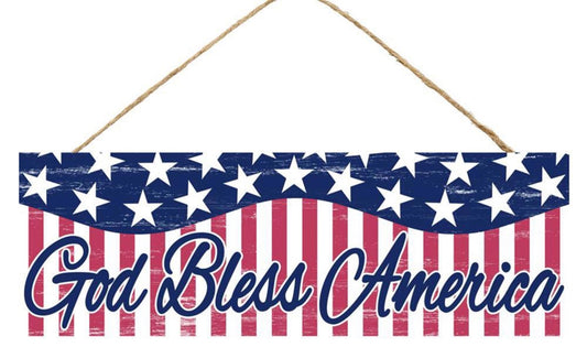 15”x5” God Bless America Patriotic Wreath Sign