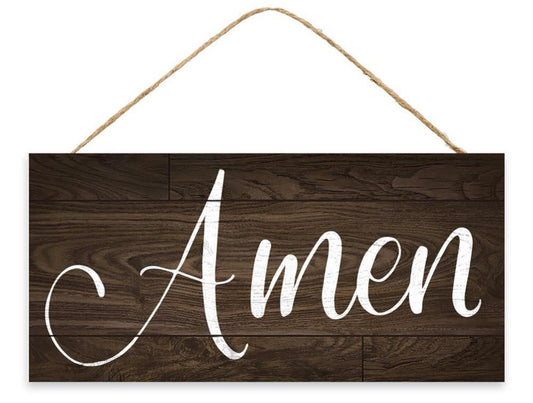 12.5”x6” Amen Religious Wreath Sign