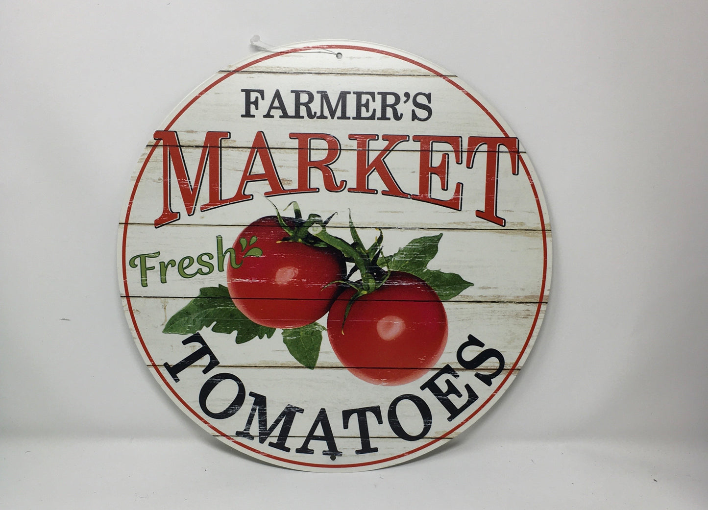 12” Round Metal Farmer’s Market Tomatoes Wreath Sign