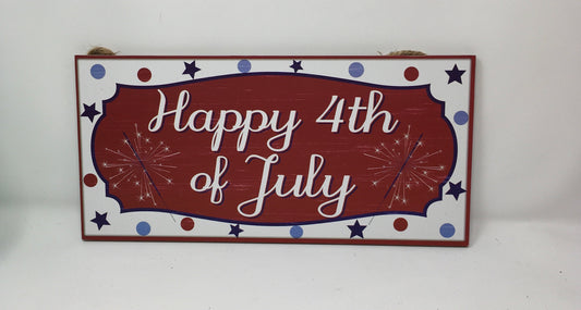 12.5”x6” Happy 4th of July Wreath Sign