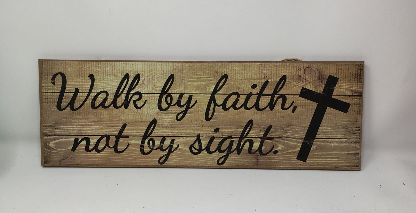 15”x5” Walk by Faith Wreath Sign