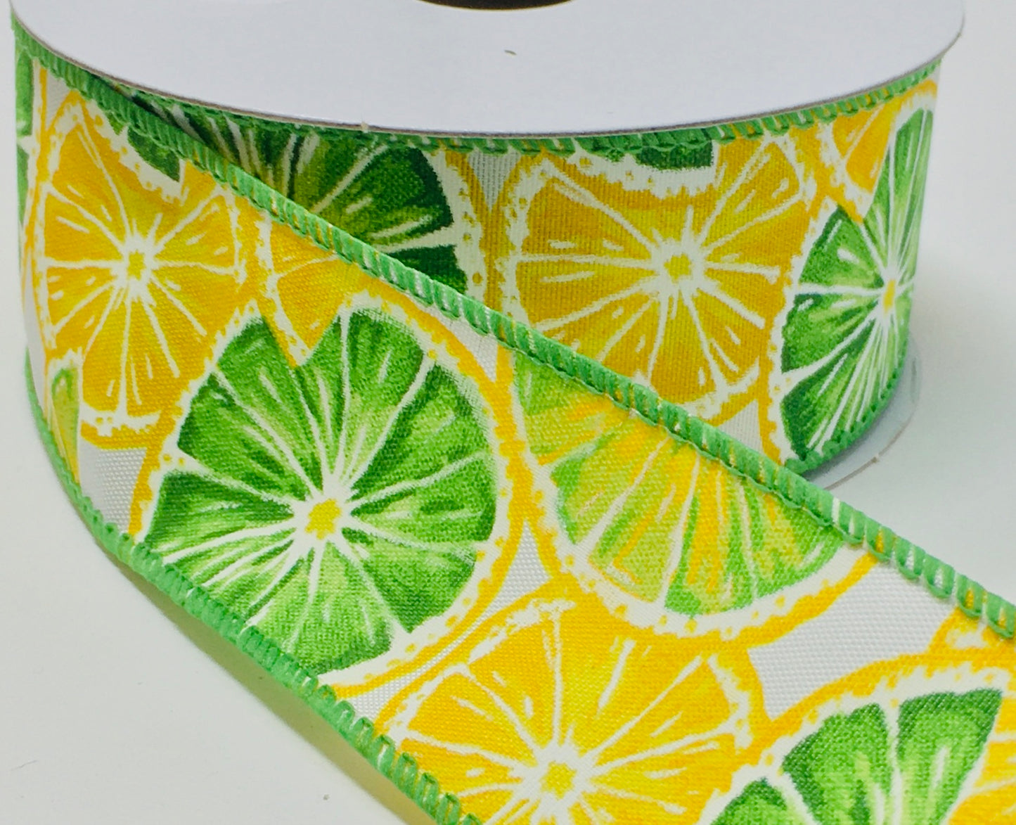 10 Yards - 1.5" Wired Lemon Lime Ribbon